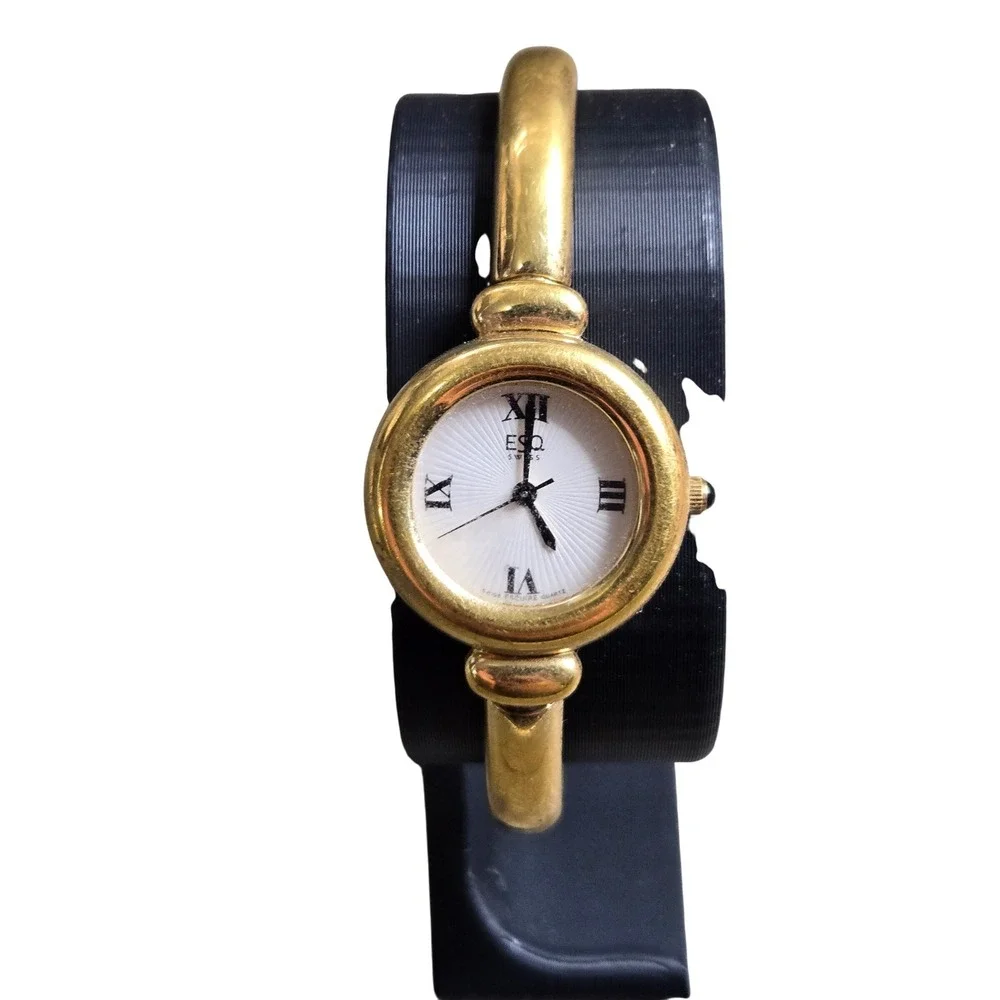 ESQ Esquire Quartz Bangle Watch Women's Gold‎ Tone White Dial Swiss 10005378